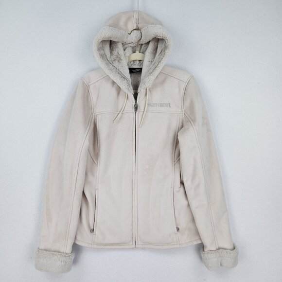 Harley-Davidson Jackets & Blazers - Harley Davidson Jacket Womens Large Cream Faux Suede Fur Lined Full Zip Classic